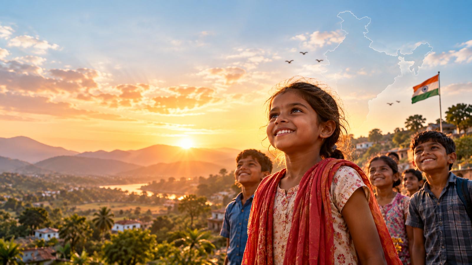 Children looking toward a brighter Bharat