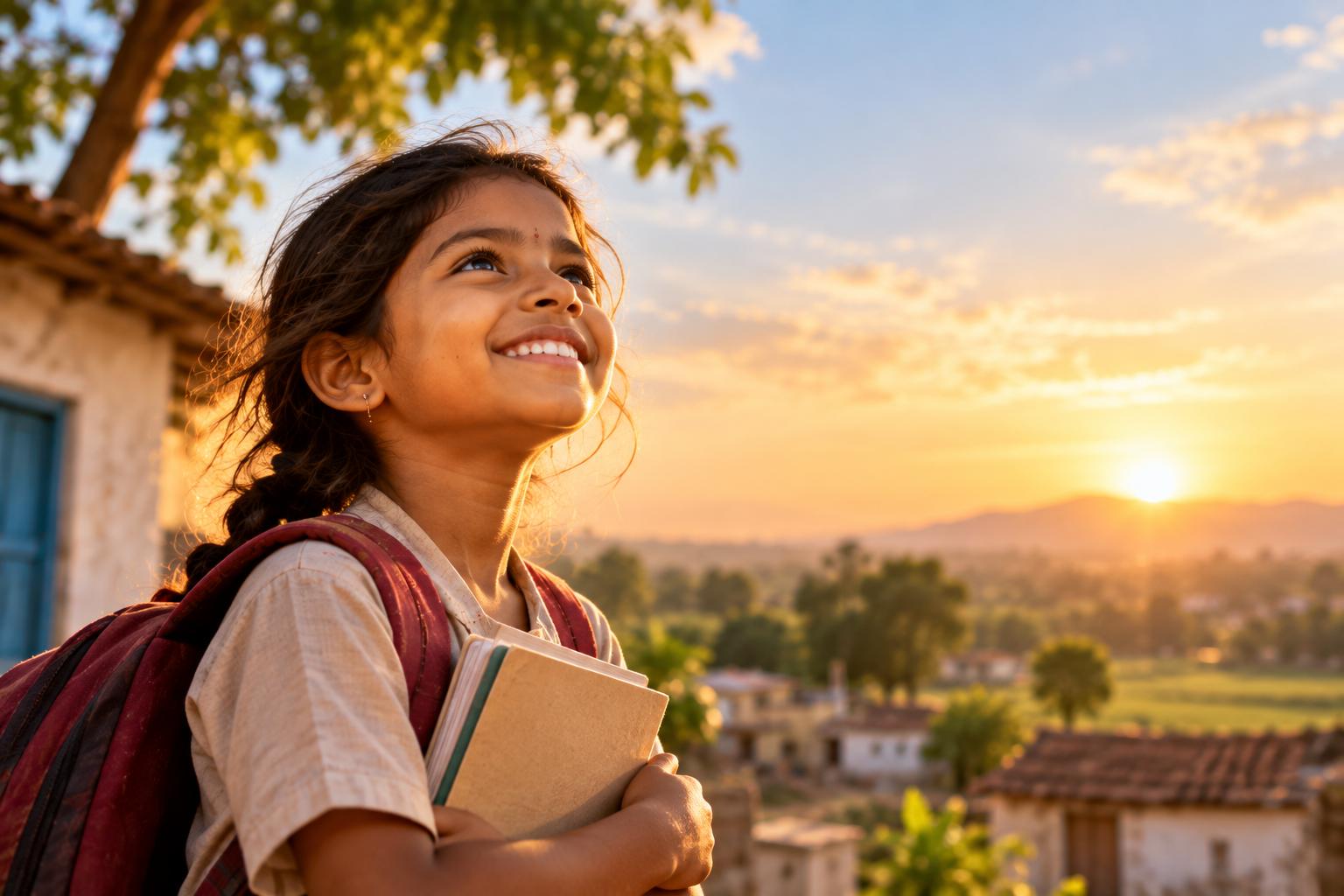 Young Indian student looking toward a brighter future